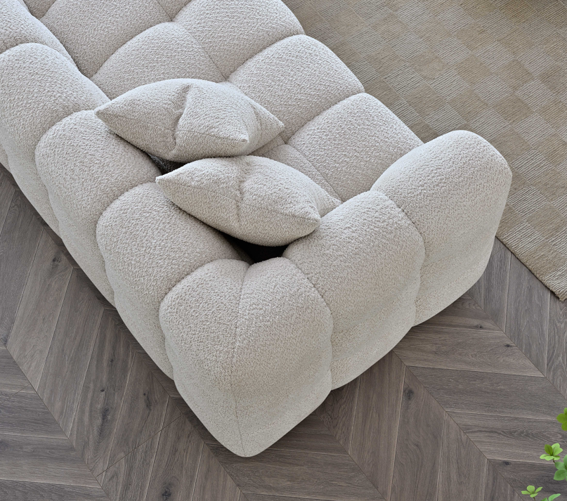 Aluxo Tribeca Corner Group in Oatmeal Boucle Fabric