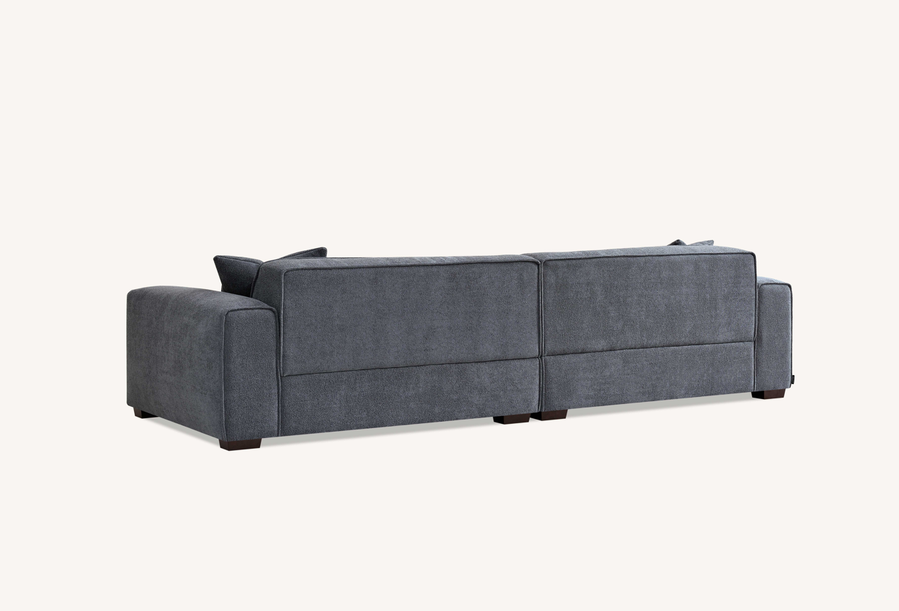 Aluxo Dakota 4 seater with Chaise in Charcoal Boucle