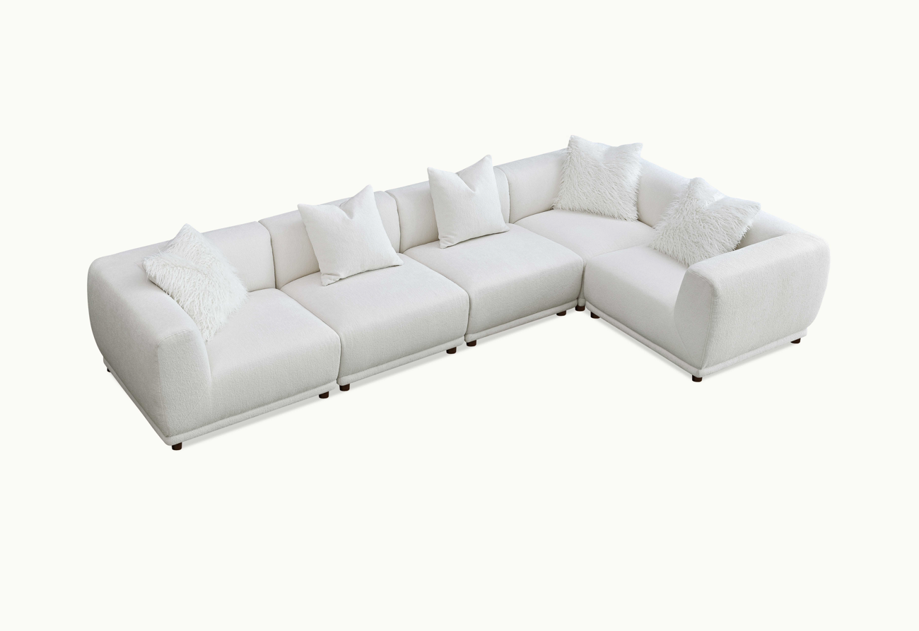 Lottie Modular Corner Group in Polar Boucle with Footstool