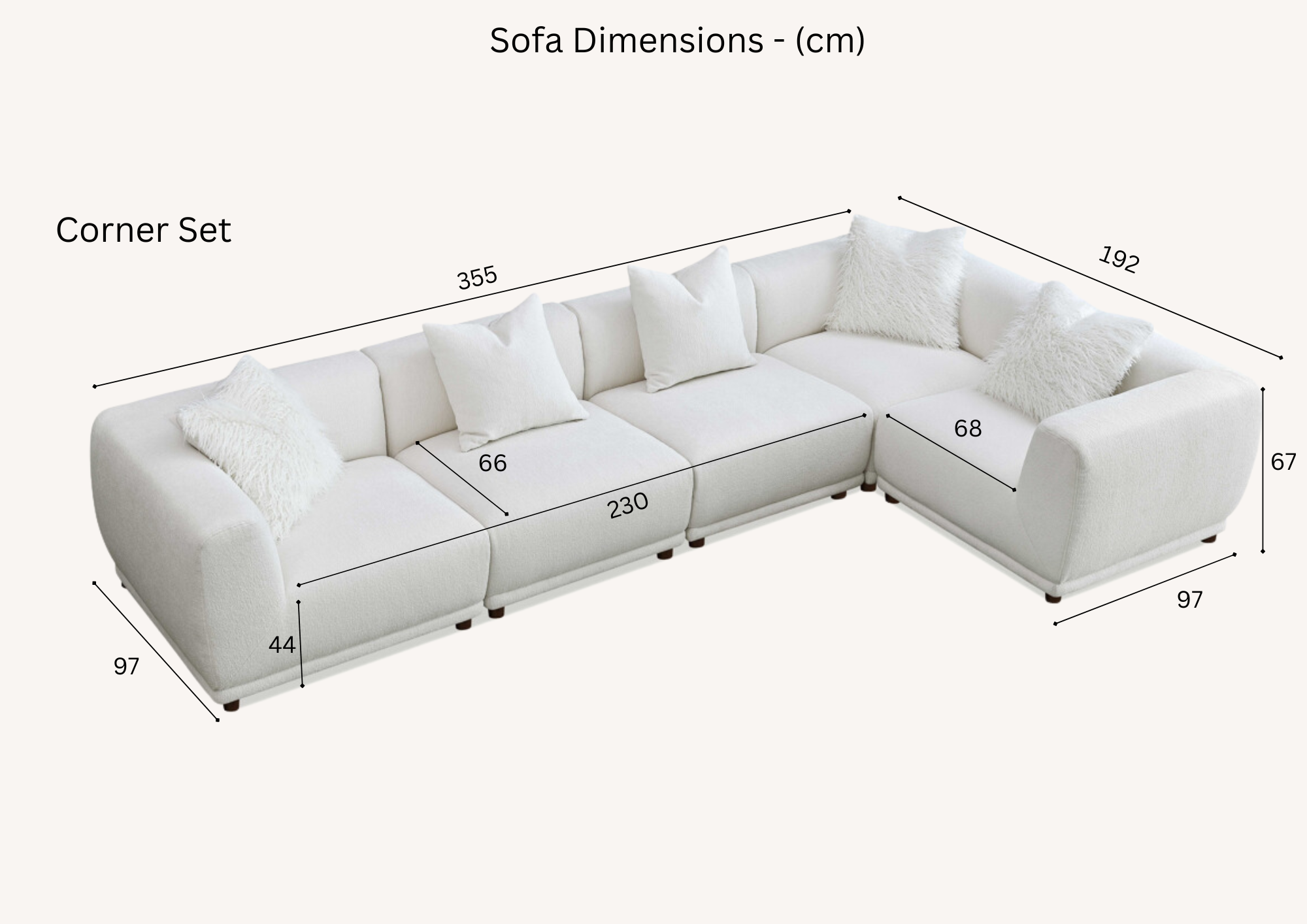 Lottie Modular Corner Group in Polar Boucle with Footstool